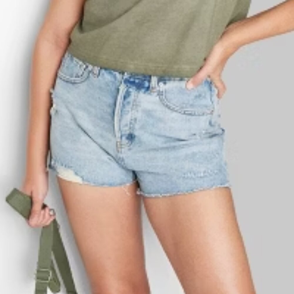 Women's High-Rise Cutoff Jean Shorts - Wild Fable™ Medium Wash 10